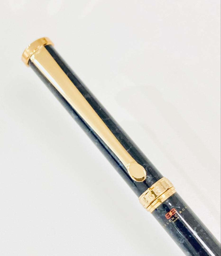 フランス製◆バレンシアガ 超高級ボールペン BALENCIAGA ブルーマーブル