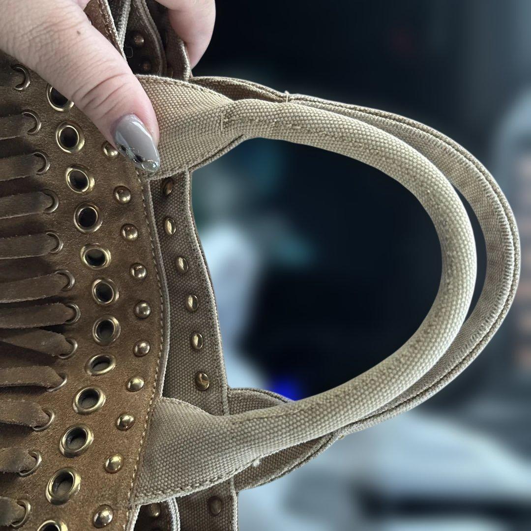 PRADA フリンジハンドバッグ ブラウン