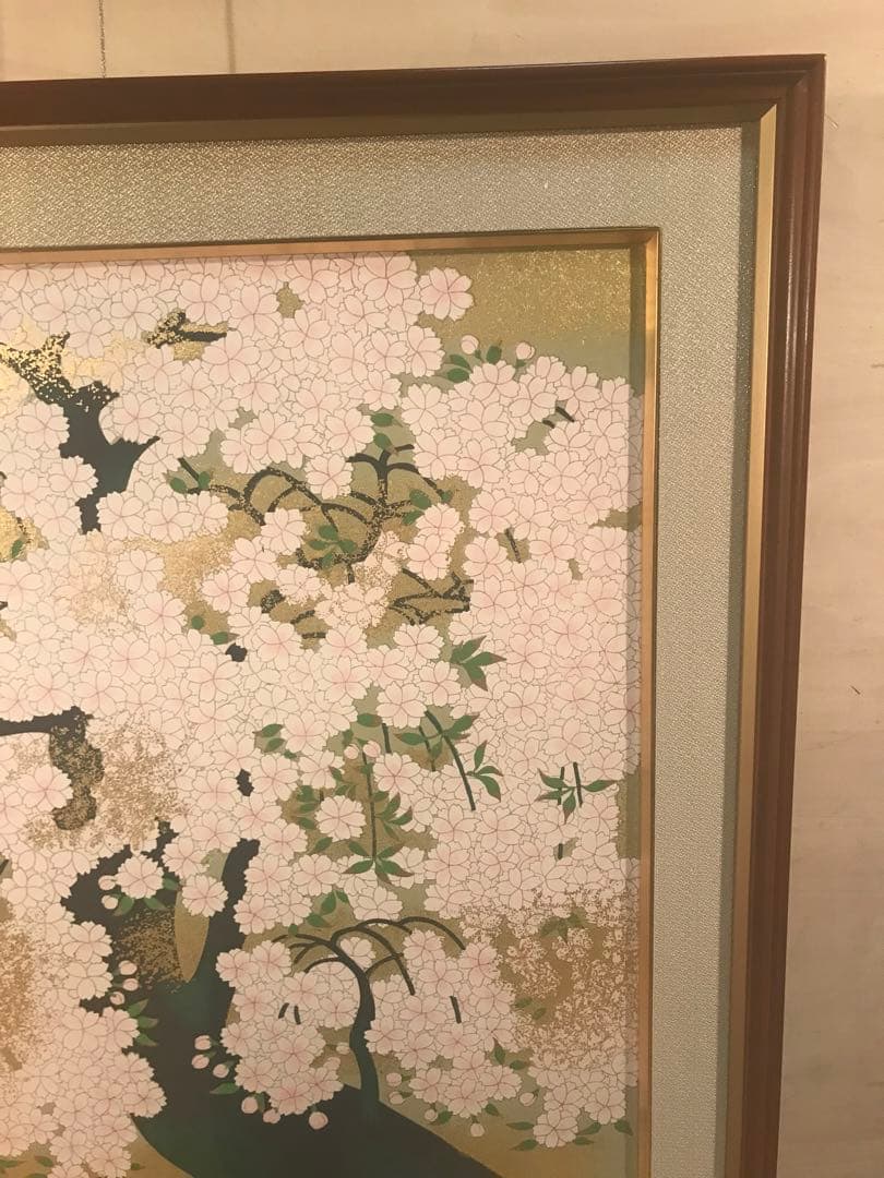 橋本明治　「桜」　木版画　刷り込みサイン・落款・作品証明シール有り