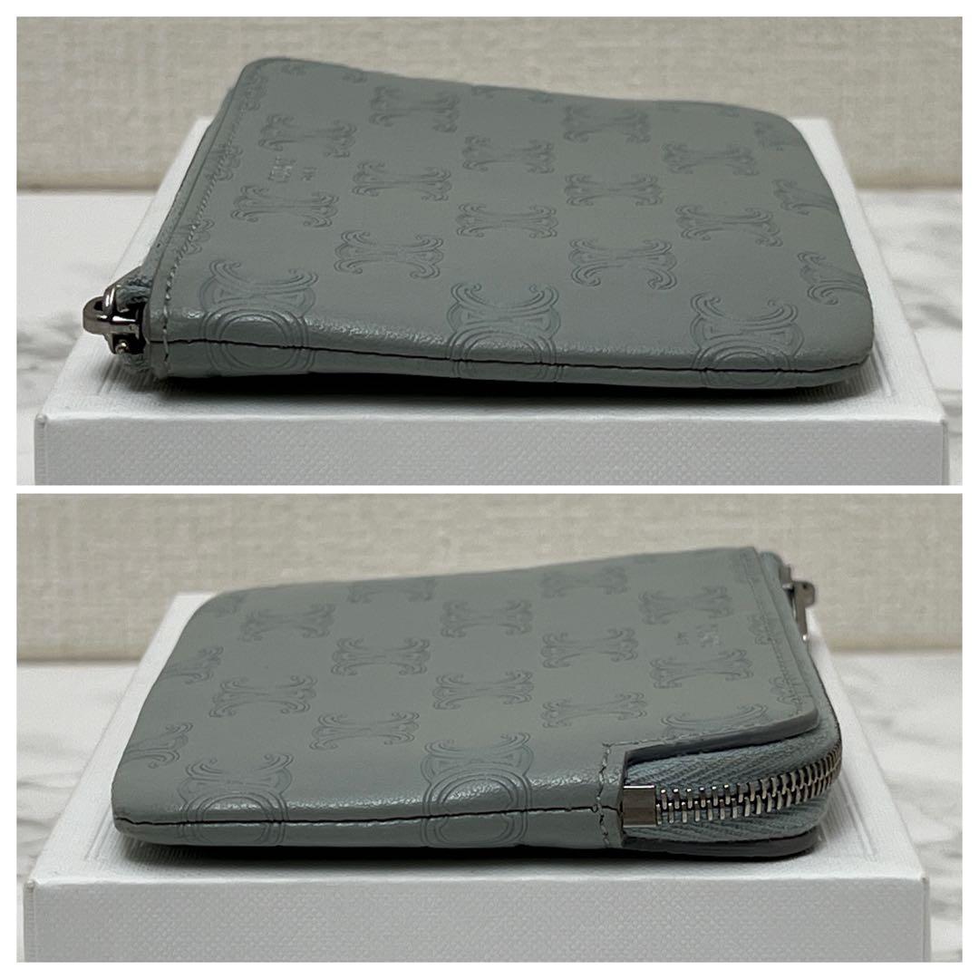 セリーヌ フック付き ＆ カードポーチ ケース くすみブルー