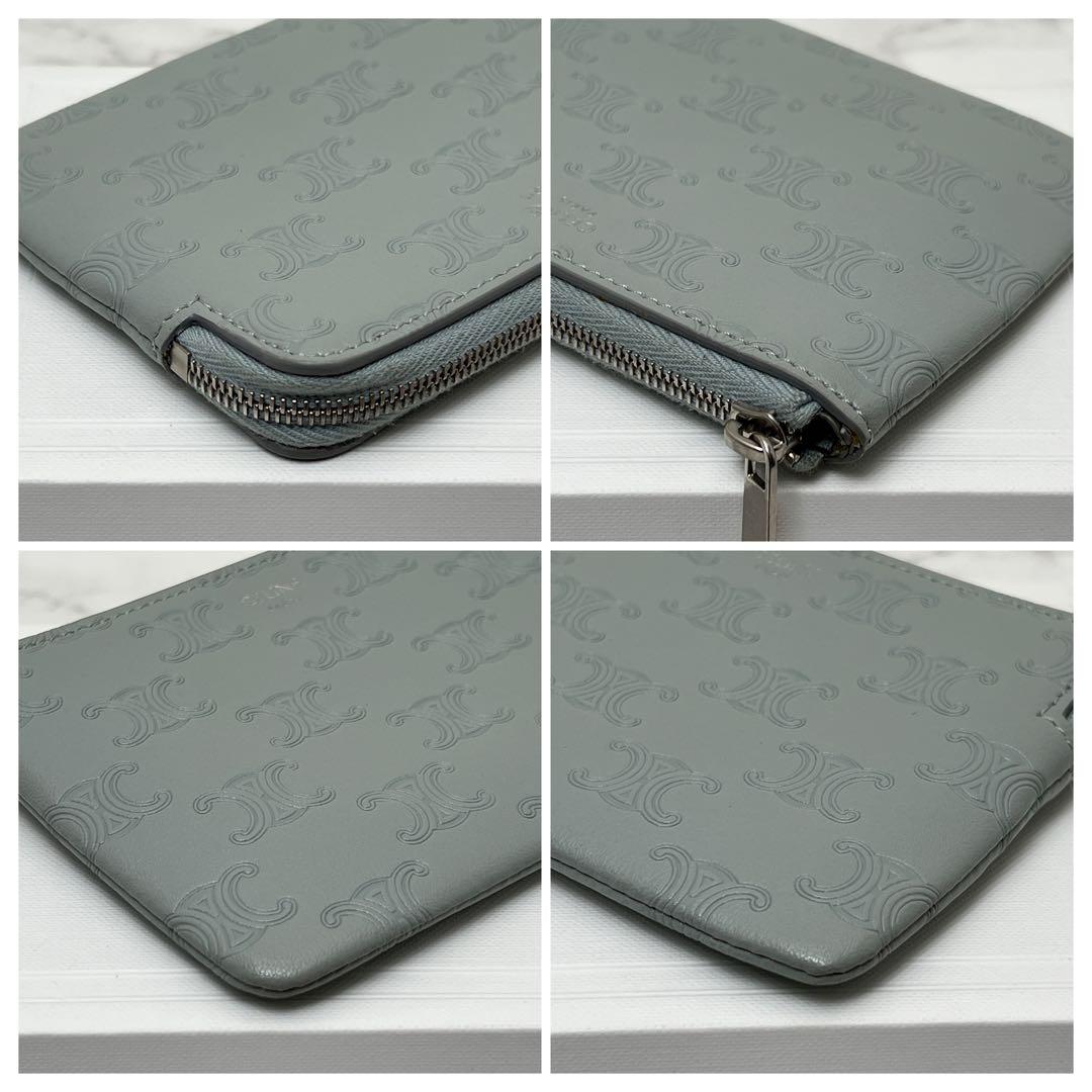 セリーヌ フック付き ＆ カードポーチ ケース くすみブルー