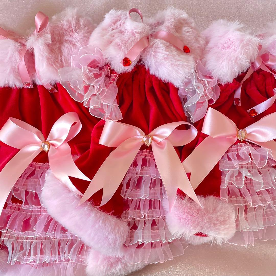 ふわふわゴージャスおめかしドレス♡ファーケープ付き♡　犬服　ハンドメイド