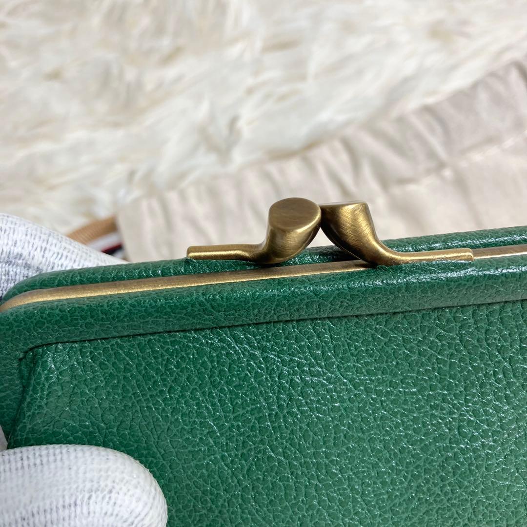 【未使用級】イルビゾンテ＊がま口 ケース レザーグリーン