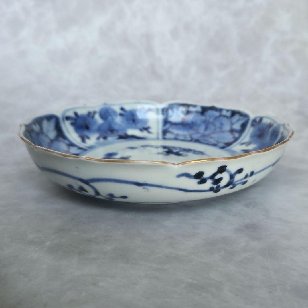 無傷完品　古伊万里　染付　深皿　芙蓉手　　アンティーク　骨董　金継ぎ