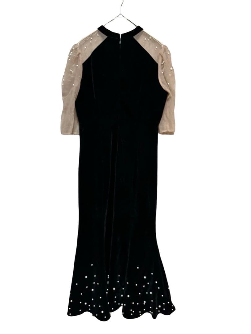 rico レジャパール装飾 ロングドレス シアースリーブ結婚式パーティー