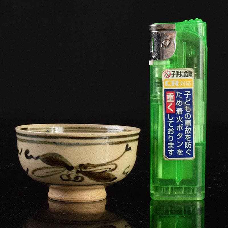 萬古焼　安南模写　蜻蛉絵　酒盃　煎茶器　五客　時代箱付　V　R4747