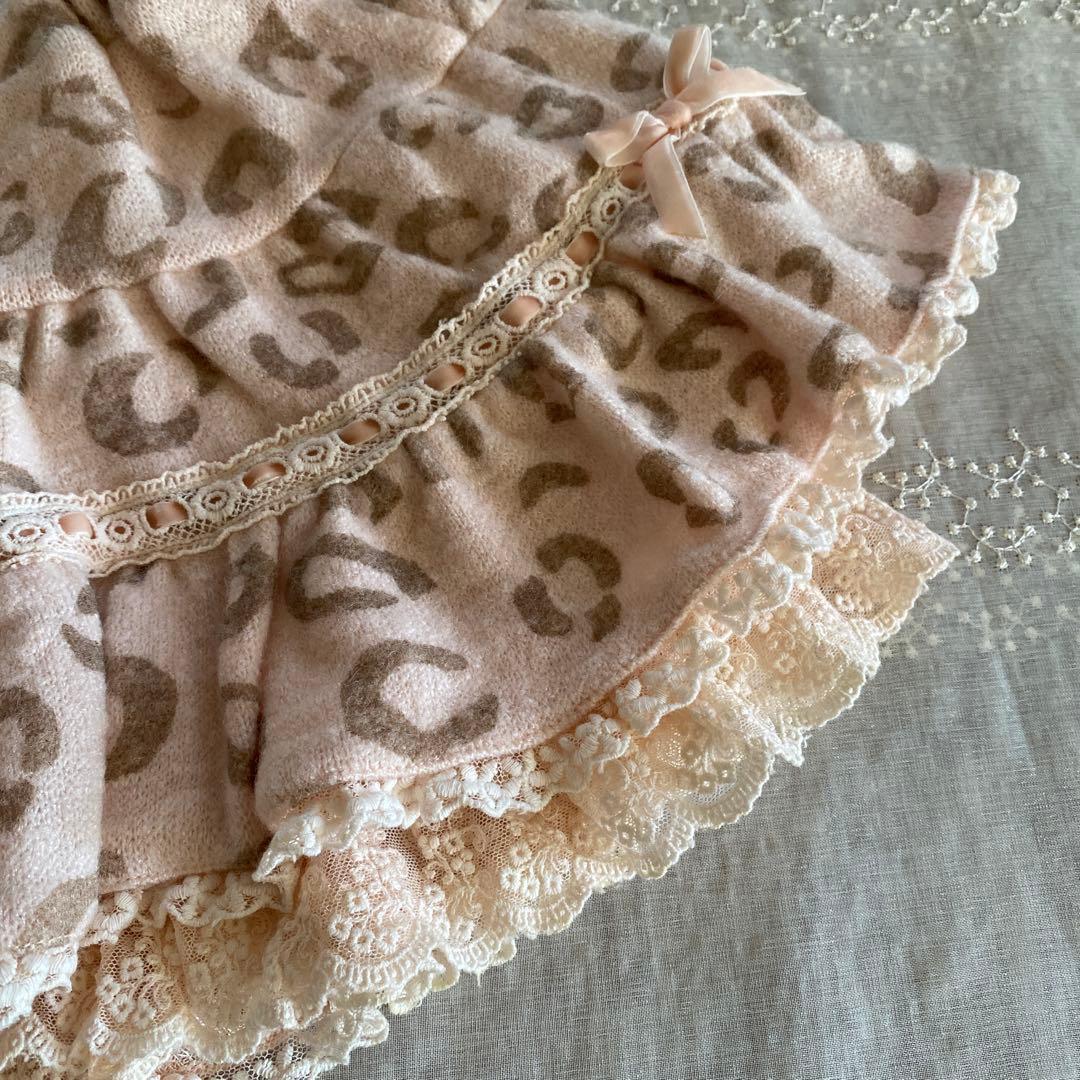 LIZ LISA スカパン　ミニスカート　フリル　起毛 ヒョウ柄　ピンク