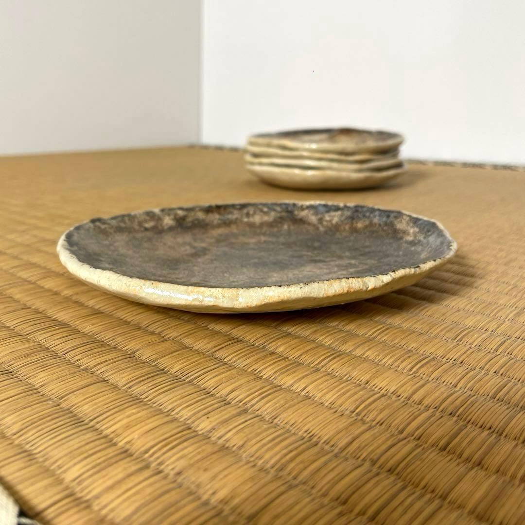 #XG556 陶芸家・加藤重高・瀬戸焼・灰釉皿・銘々皿・共箱・茶道具・骨董