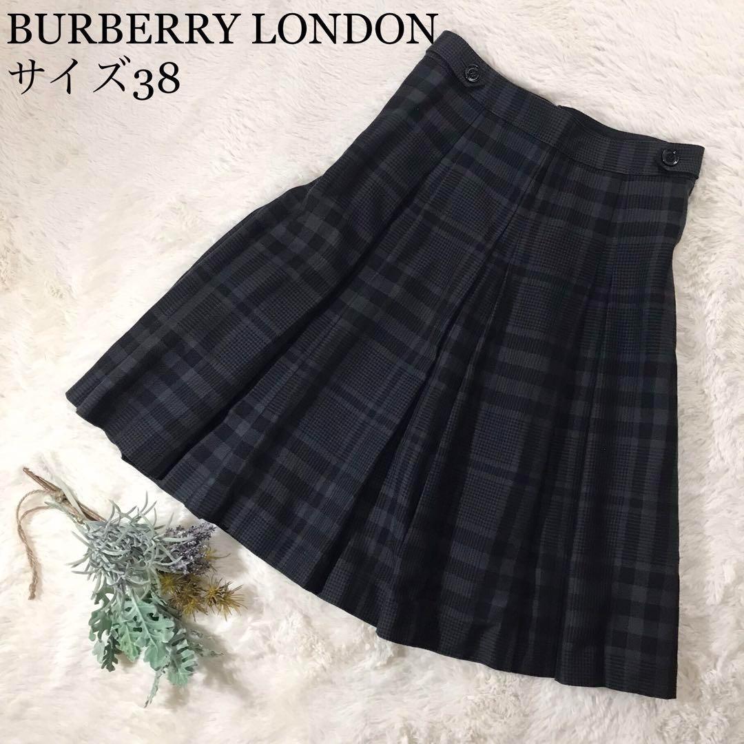 極美品 BURBERRY バーバリー チェック フレアスカート ひざ丈 シルク混