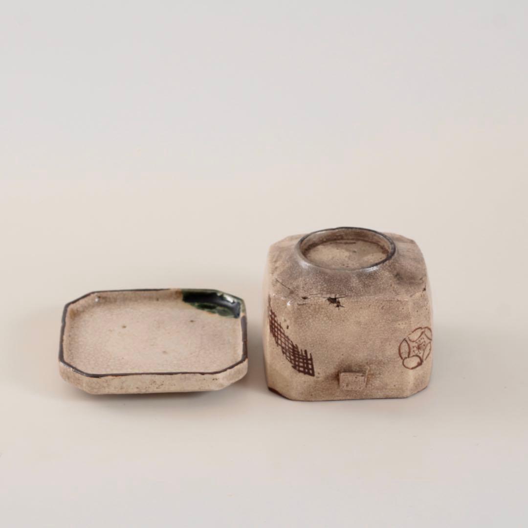 復興織部 再興織部 向付 四方形茶碗 No.3 古美術 古道具 アンティーク