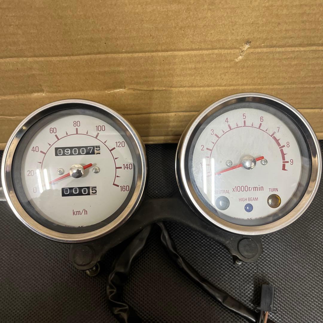 SR400用純正スピードメーター、タコメーターセット ステー付 1JR