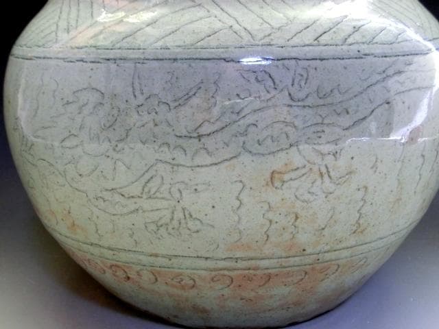 水指■英作 龍鳳繪 寿 阿曽窯 はなぎ 龍紋 漆器蓋 水さし 時代物 骨董品■