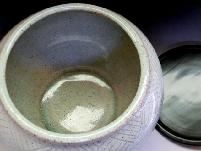 水指■英作 龍鳳繪 寿 阿曽窯 はなぎ 龍紋 漆器蓋 水さし 時代物 骨董品■