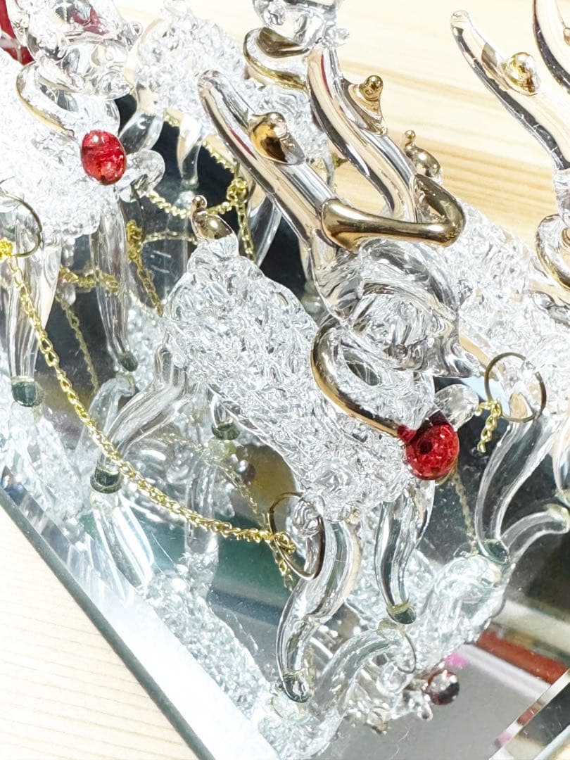 クリスタル サンタクロース トナカイ ガラス装飾品