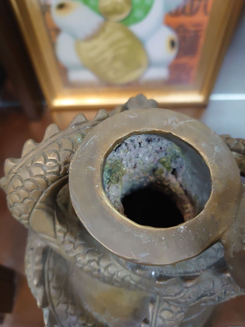 開運 龍 龍神 龍花瓶 置き物【真鍮製】日本非売品【台湾購入】