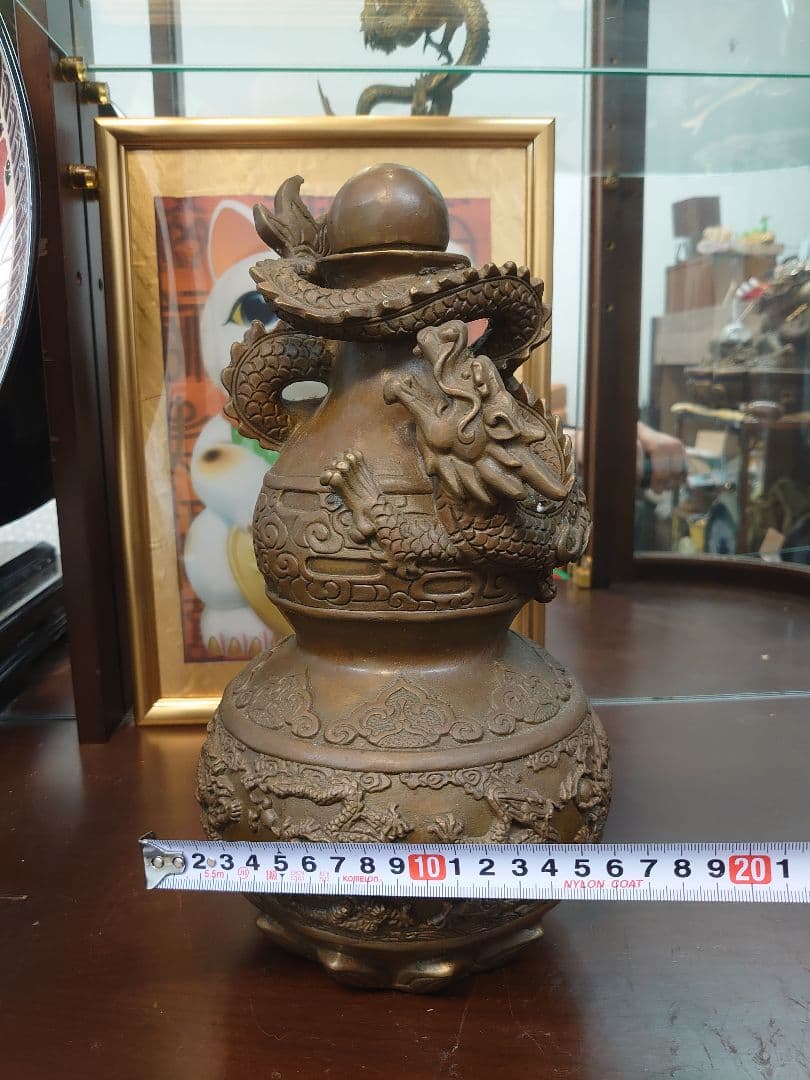 開運 龍 龍神 龍花瓶 置き物【真鍮製】日本非売品【台湾購入】