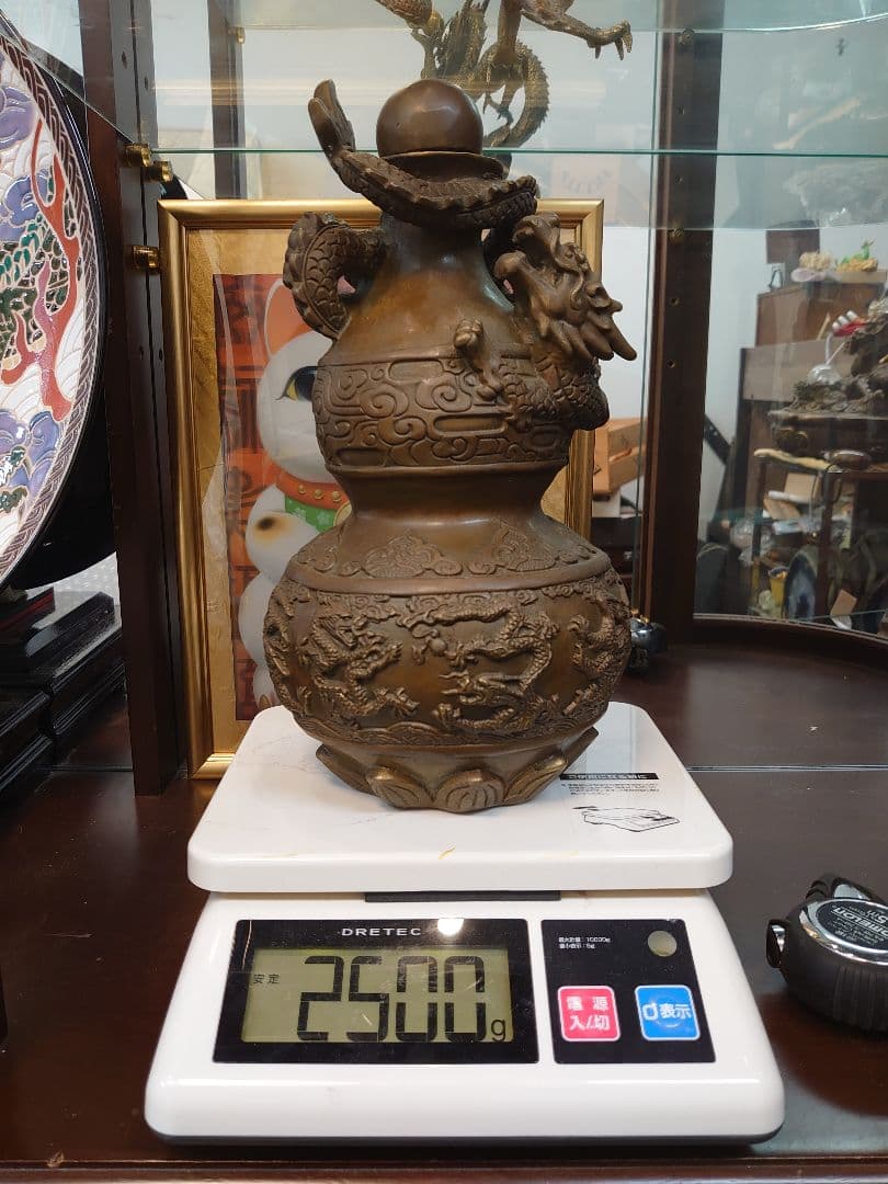 開運 龍 龍神 龍花瓶 置き物【真鍮製】日本非売品【台湾購入】