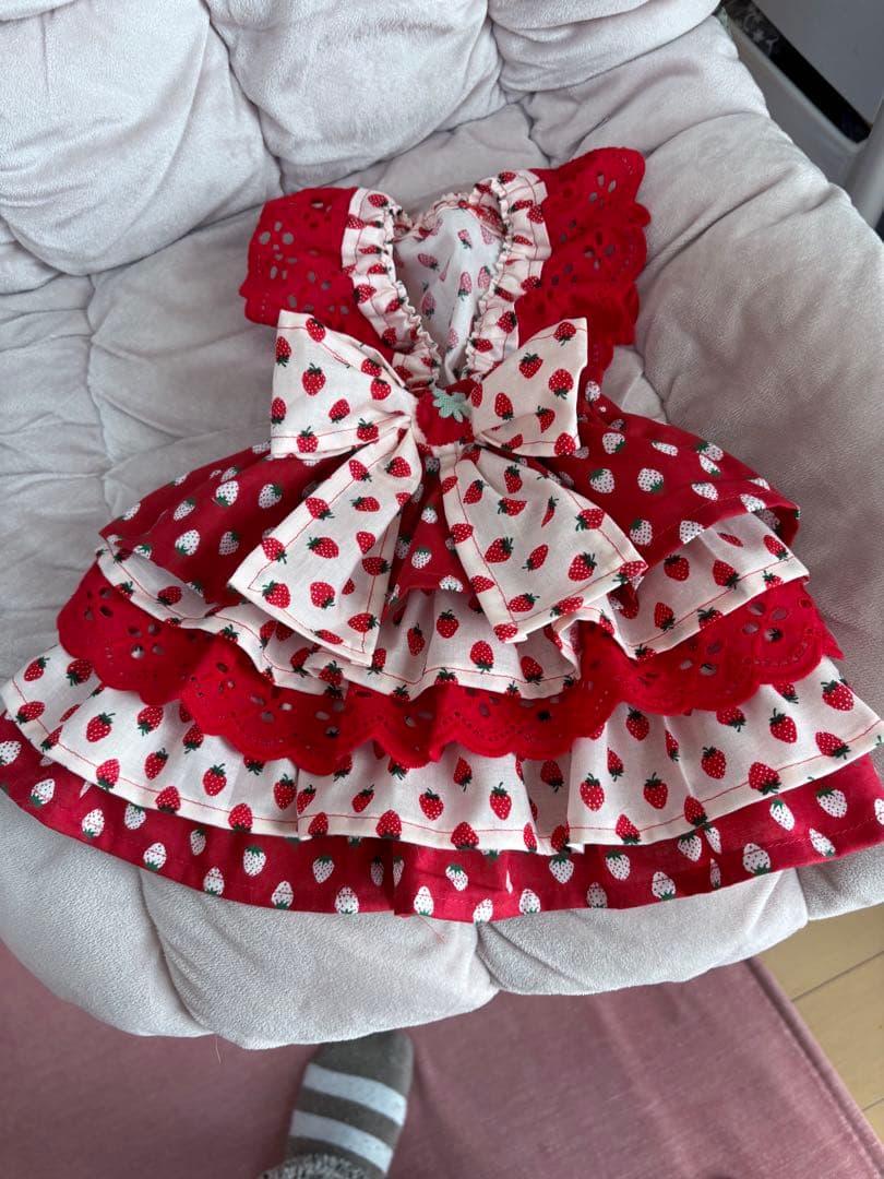 ルミナいちごちゃん犬服ハンドメイドワンピース