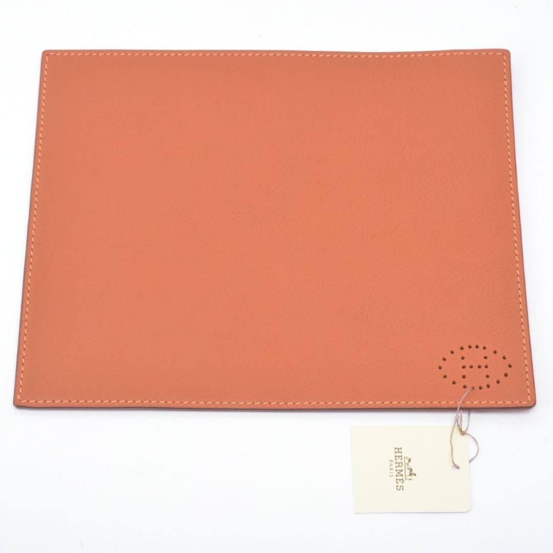 新品 HERMES エルメス レザー マウスパッド オレンジ ブラウン