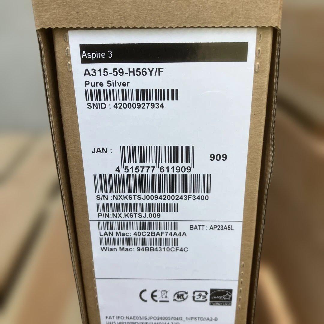 新品未開封 Acer ノートPC Aspire 3 A315-59-H56Y/F