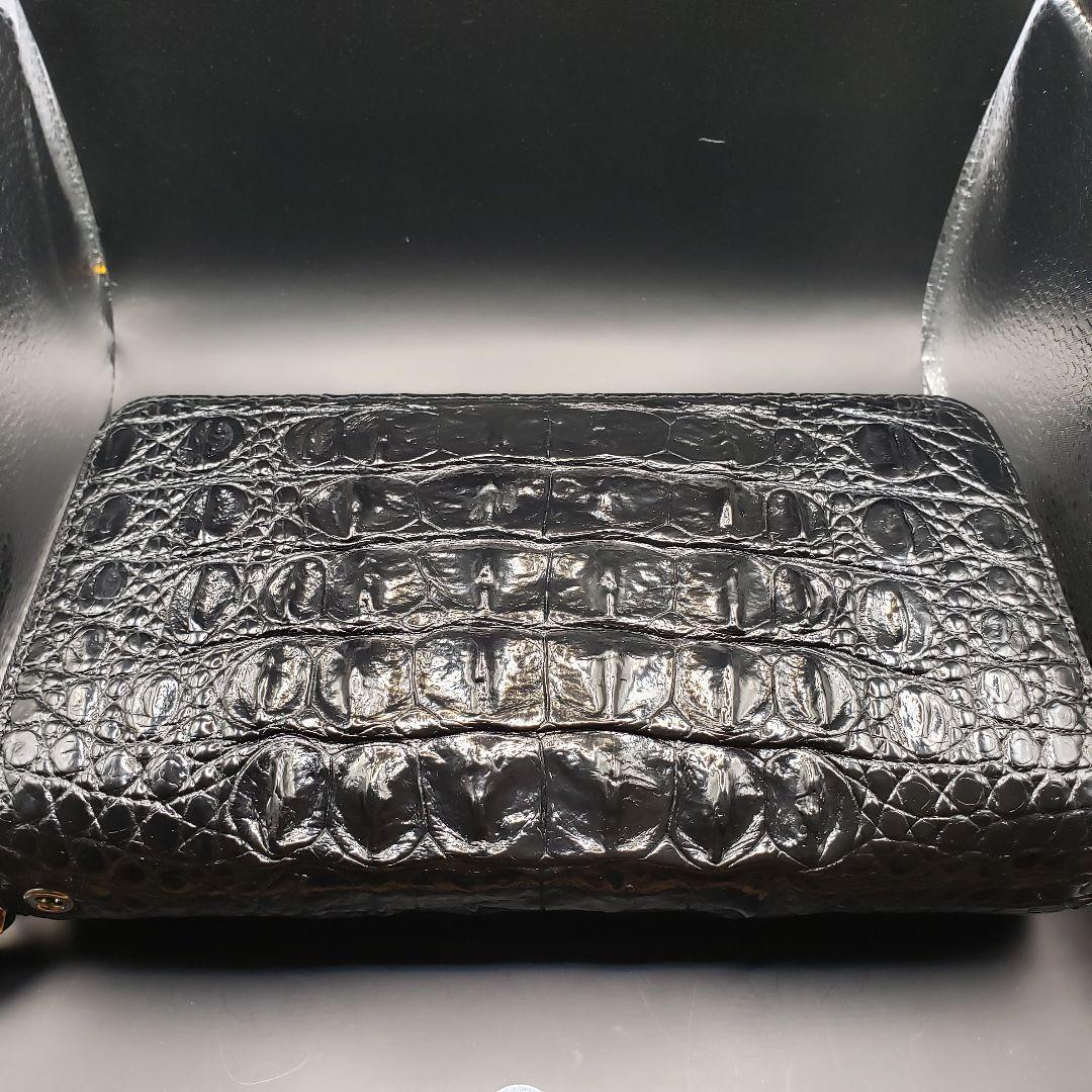 【新品未使用】シャムワニ革　長財布　人気のダブルファスナー