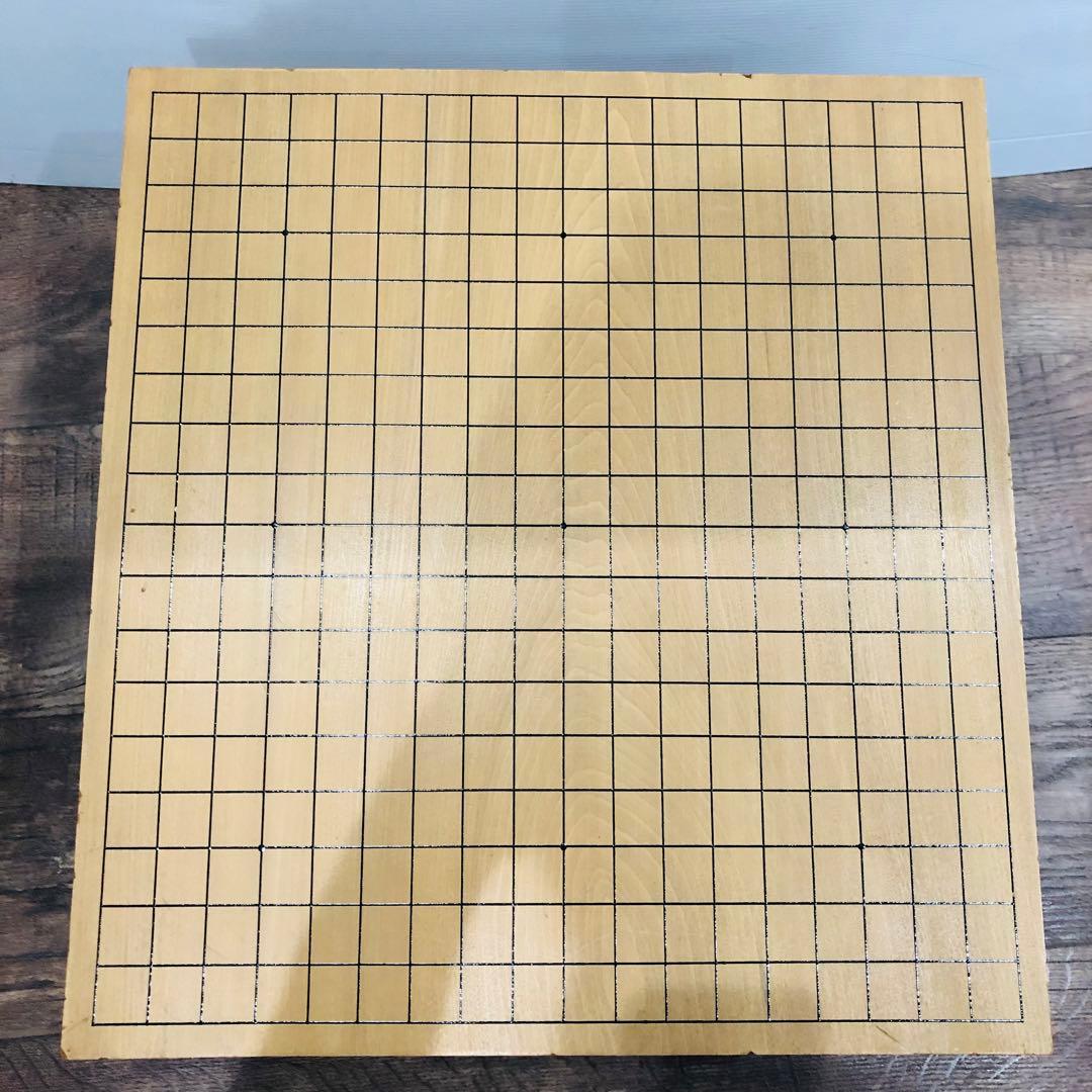 天然木 囲碁盤 蛤碁石セット 脚付 ヘソあり　5寸