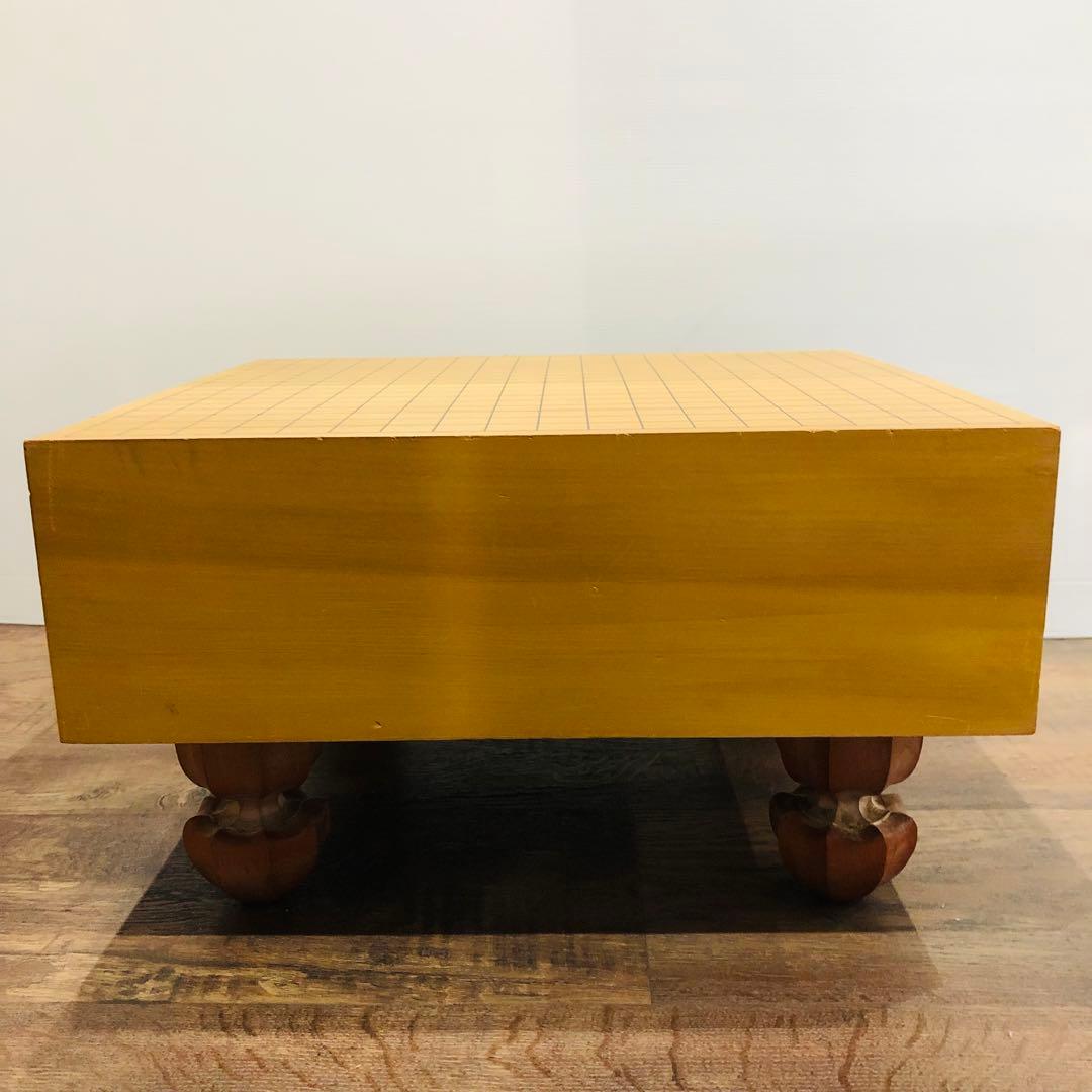 天然木 囲碁盤 蛤碁石セット 脚付 ヘソあり　5寸