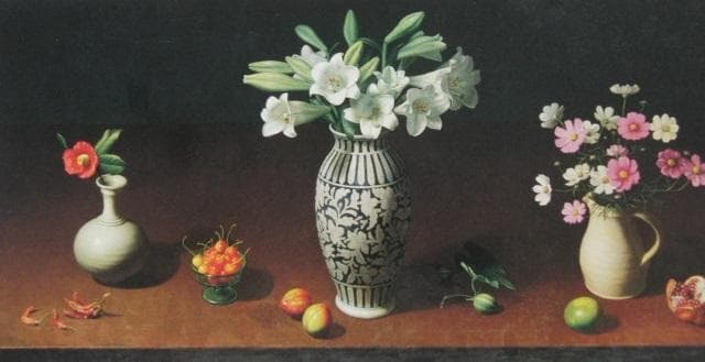 余村展、【四季のみのり】、希少な額装用画集画、新品高級額 額装付