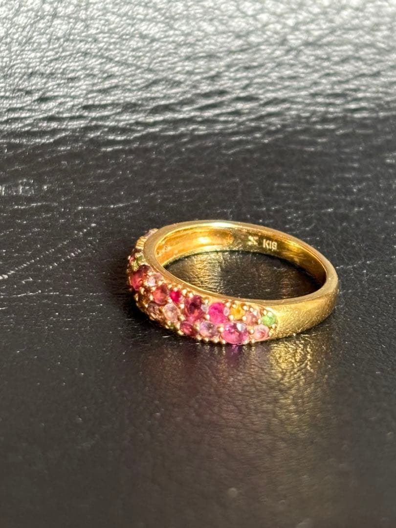 BIZOUXマルチカラージュエル K18YGリング ブーケ コスモス 9号