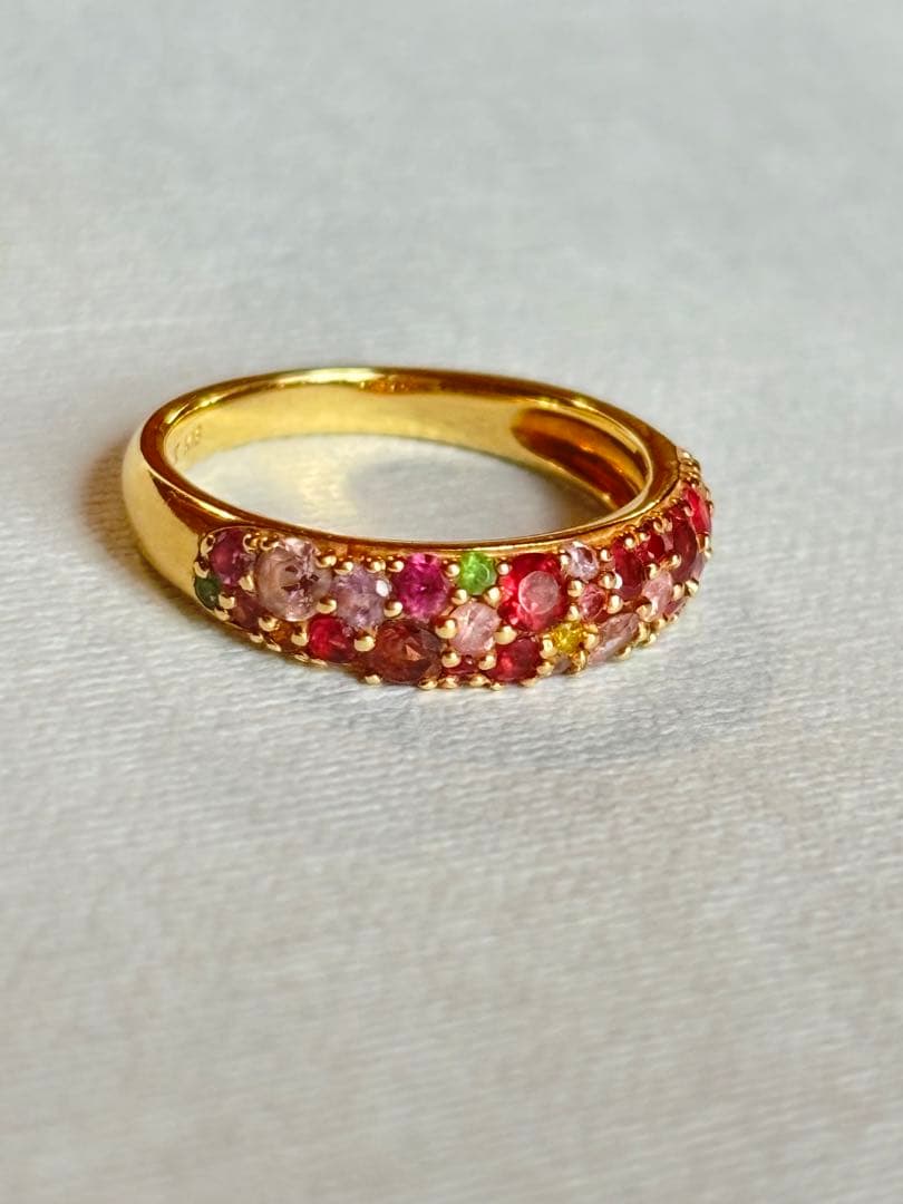 BIZOUXマルチカラージュエル K18YGリング ブーケ コスモス 9号