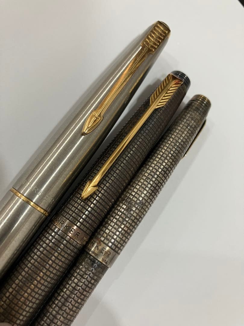 万年筆 PARKER 750 刻印 3本 まとめ レトロ シルバー パーカー