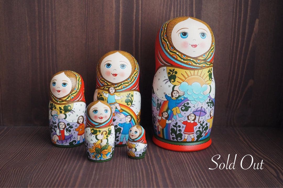 ロシア雑貨☆木製小物入れジュエリーBoxオリガ作 マトリョーシカ