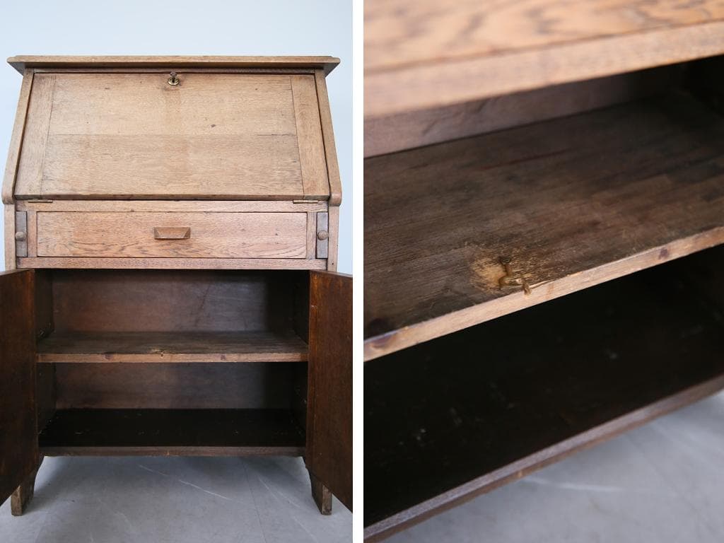 英国アンティーク木製ライティングビューロー/デスク/収納式/勉強机(88-10)