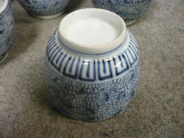 伊万里 みじん唐草 染付 蕎麦猪口 5個 [B31425]