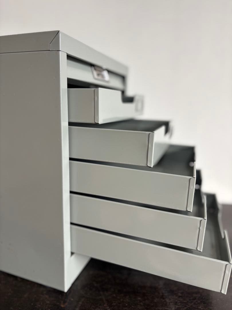 昭和レトロ PLUS 5段 スチール製レターケース 引出し 書類ケース 収納棚