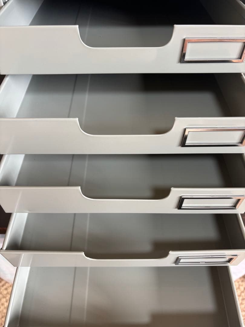 昭和レトロ PLUS 5段 スチール製レターケース 引出し 書類ケース 収納棚