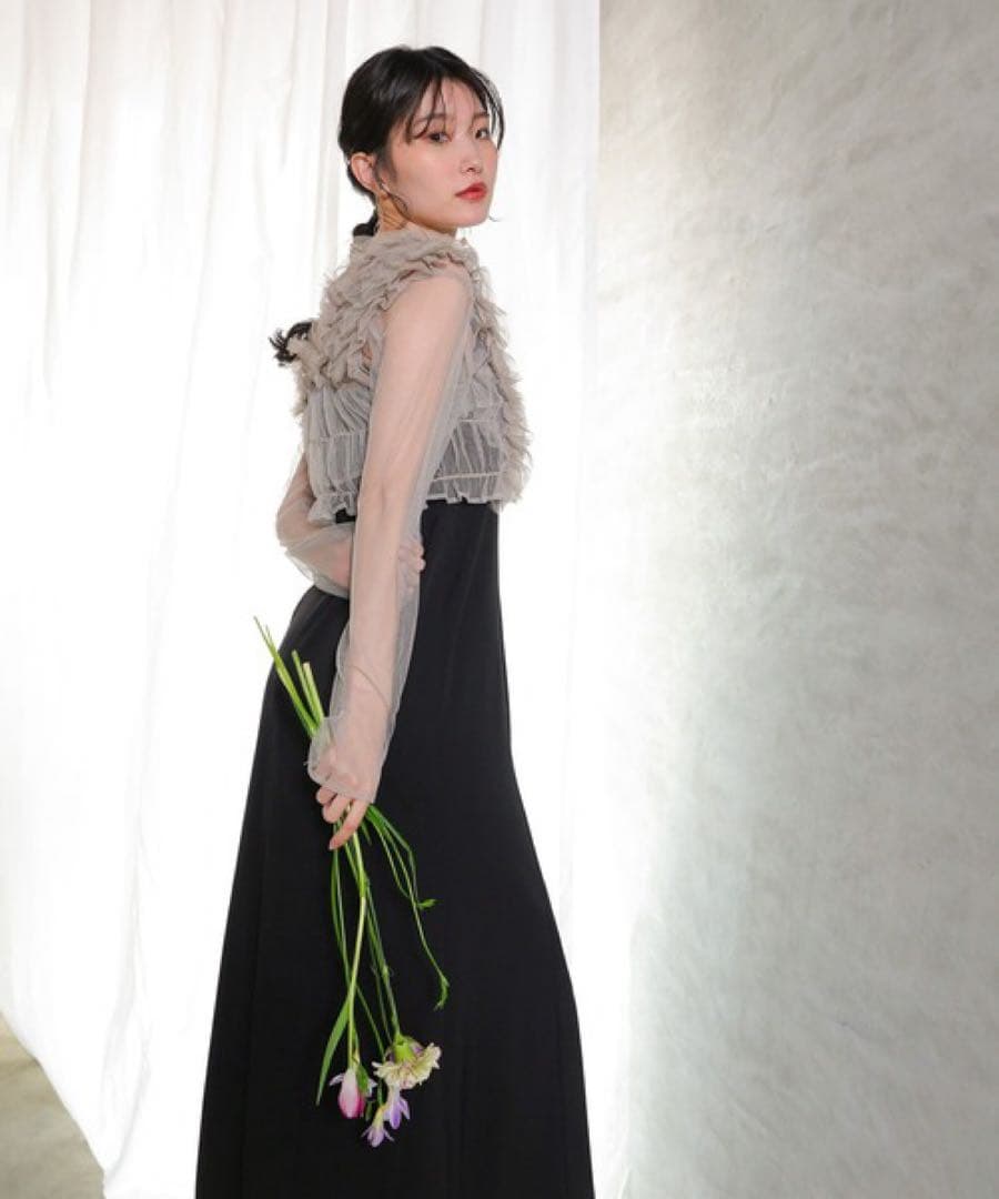 ＊美品＊チュール ボリューム フリル ベスト シアー トップス ワンピース