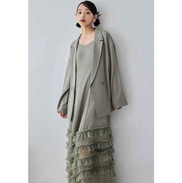 L 大きいサイズ niana ニアナ トランスペアレントヘムセットアップドレス