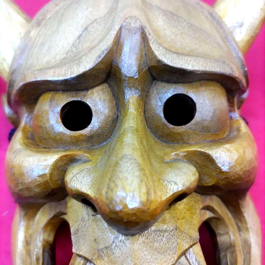 般若　お面　木製　鬼面　魔除け　縁起物　能面　神楽面　③