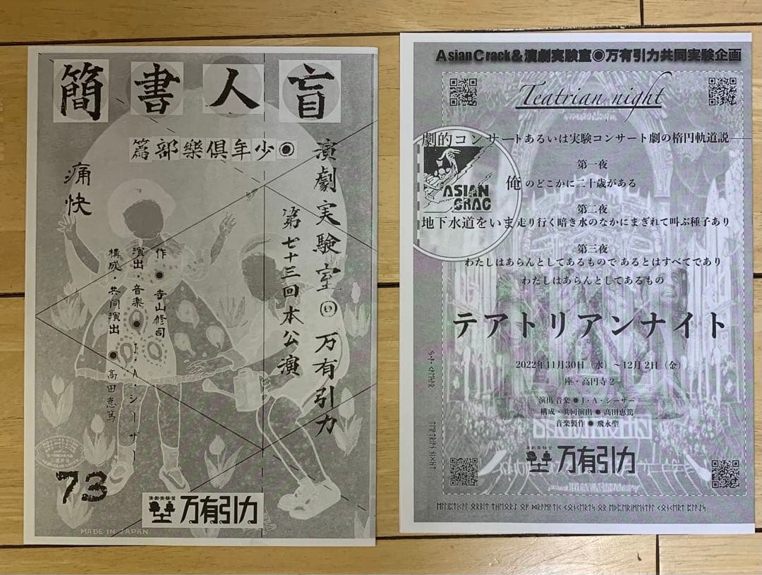 演劇実験室万有引力 公演配布チラシ各種セット