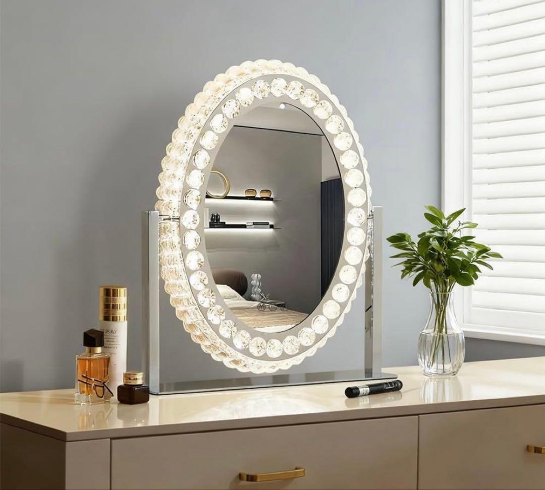 ✨新品未使用✨女優ミラー　ハリウッドミラー ライト　クリスタルミラー　卓上ミラー