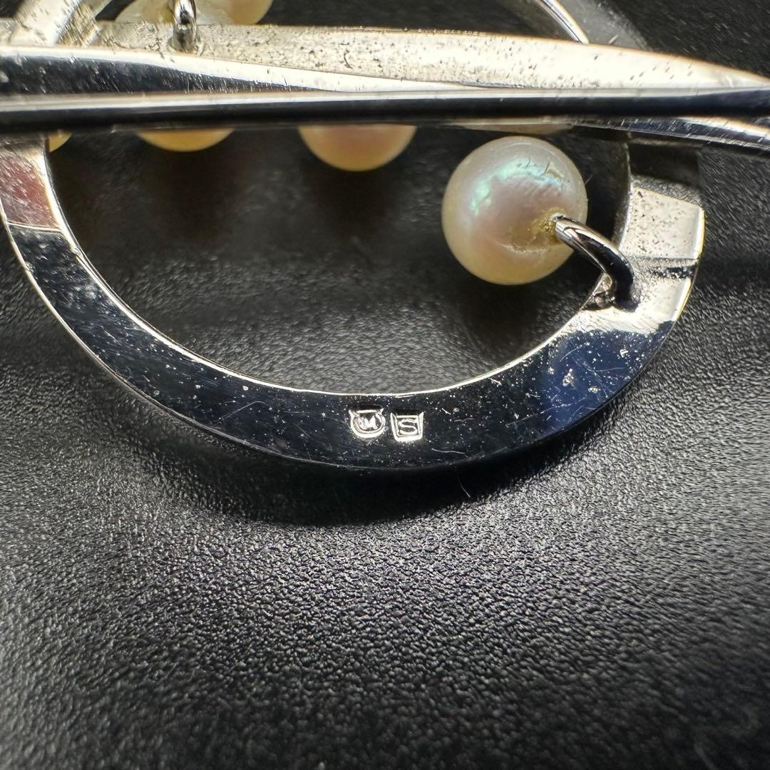 極美品✨　MIKIMOTO ミキモト　パール　ブローチ　ロゴ　刻印　1560