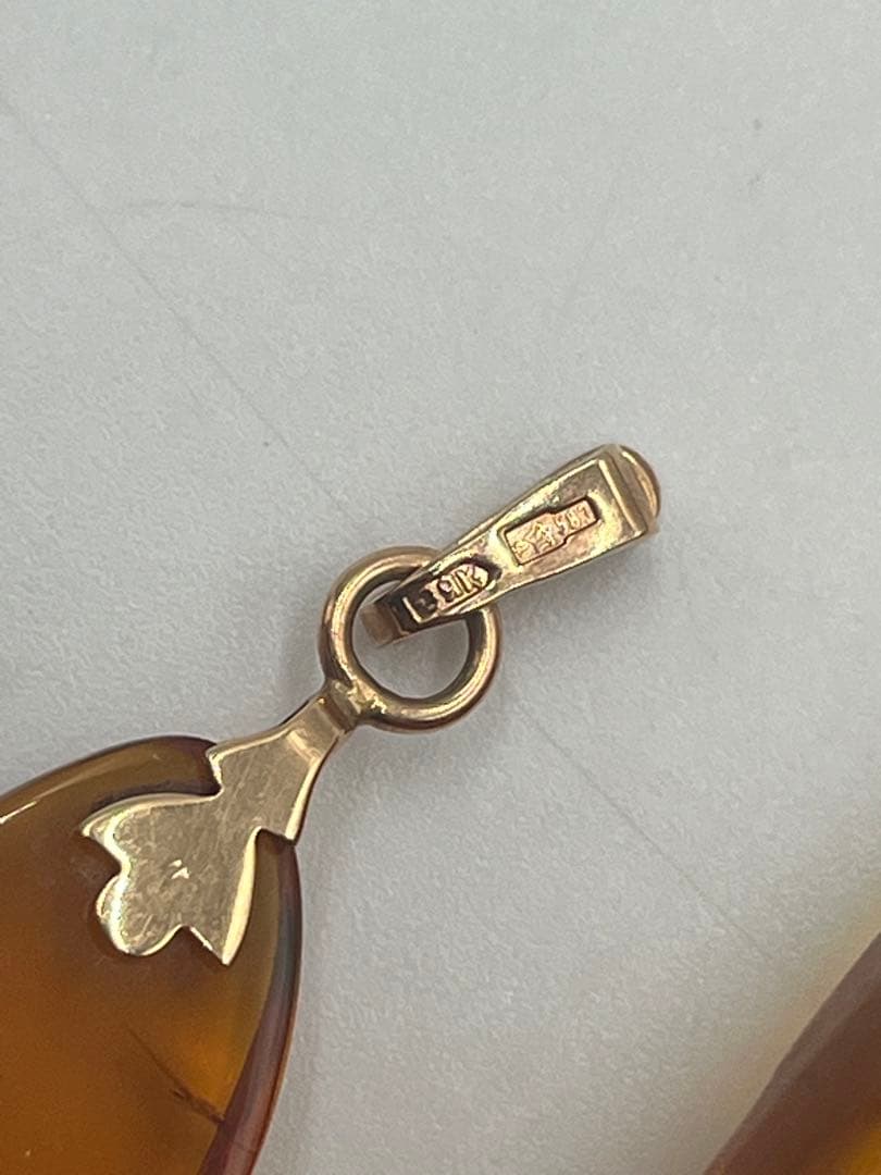 大粒　琥珀　ペンダントトップ　3点まとめ売り　K14 K18