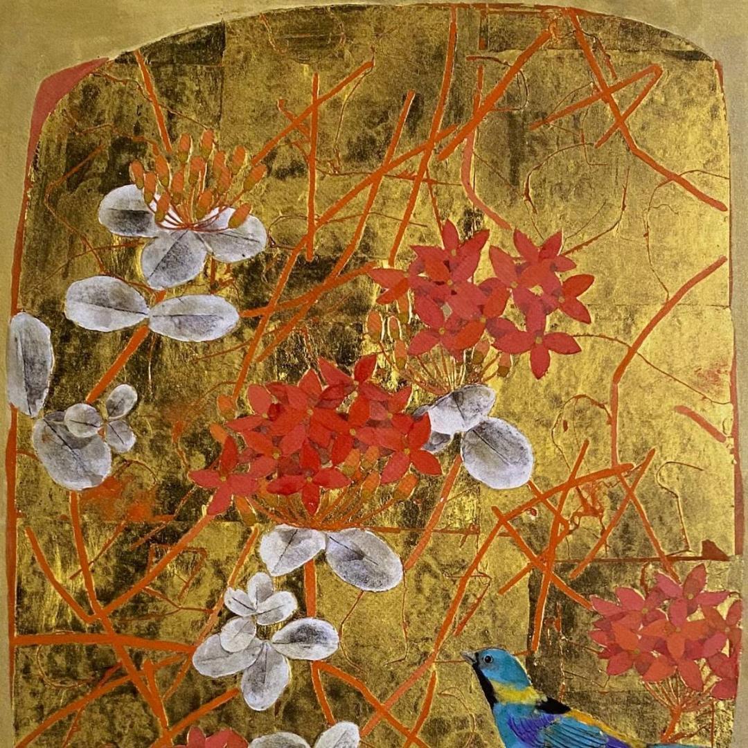 堀文子、【青い鳥】、希少な額装用画集より、新品額装付、状態良好