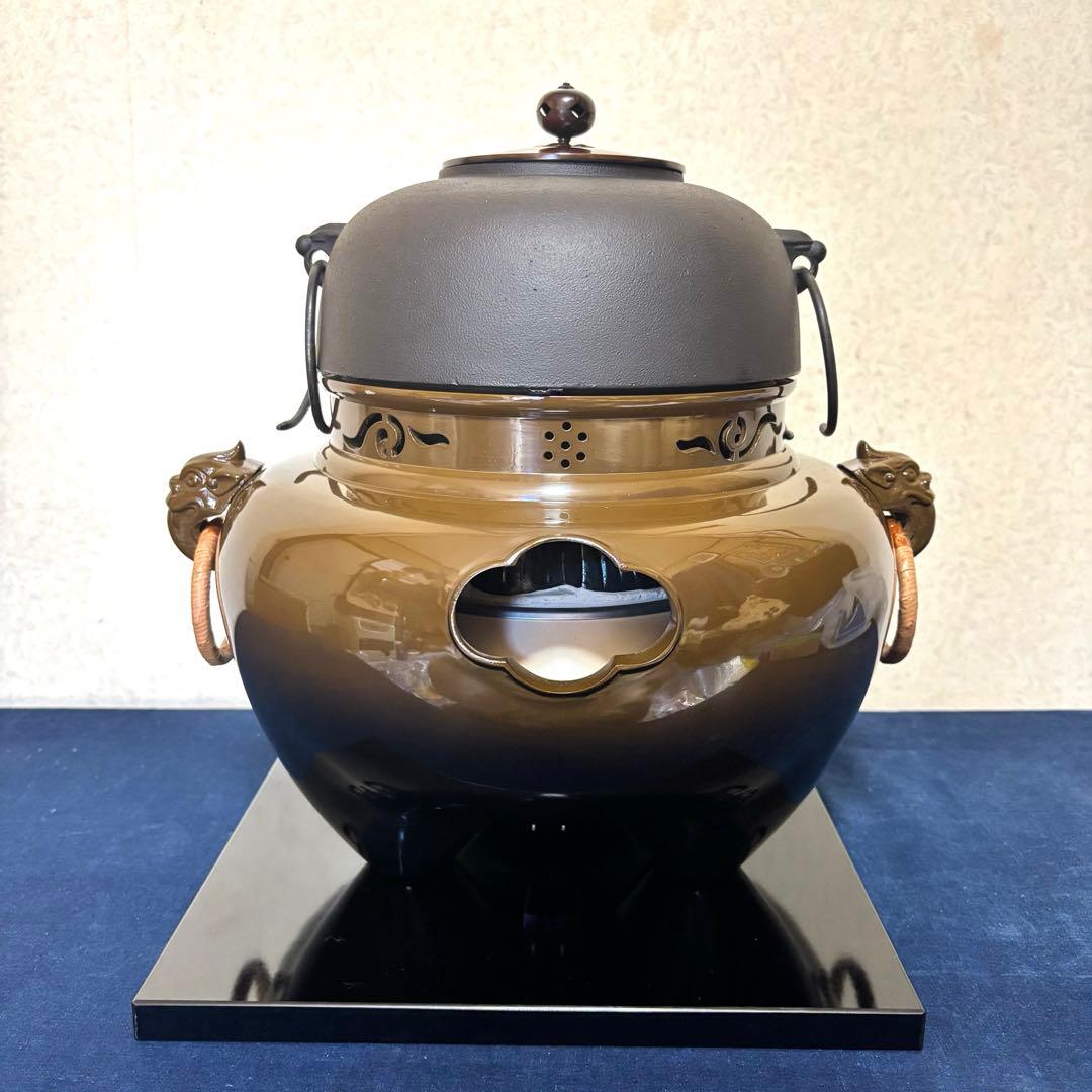 風炉/茶釜/電熱器/野々田製電熱器一体型風炉/鬼面風炉/志きの釜/敷板/茶道具