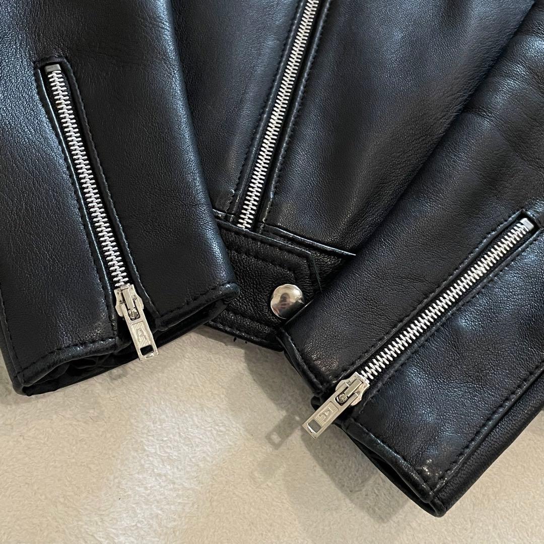 666 LEATHER WEAR レザージャケット ライダース 羊革 黒 英国製