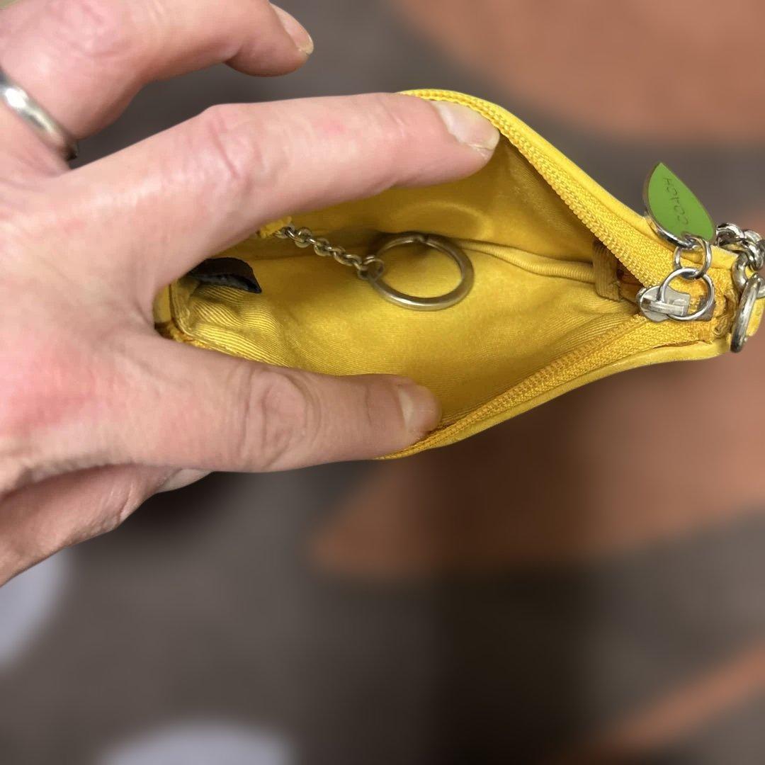 coachイエローフルーツモチーフケース