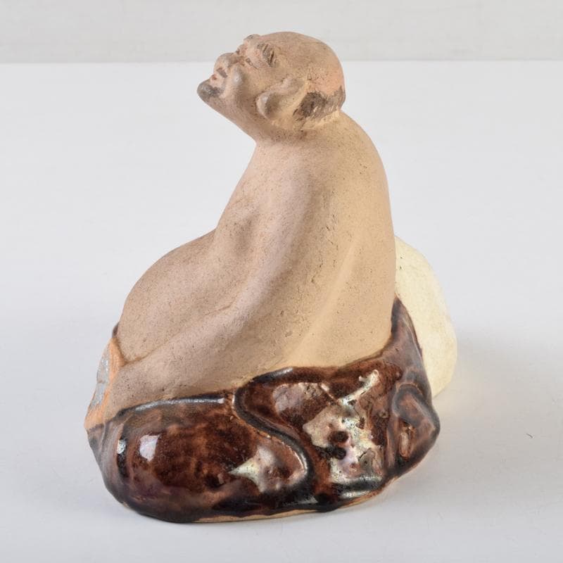 京焼　清水焼　清水六兵衛作　布袋像　置物　共箱　C　9099