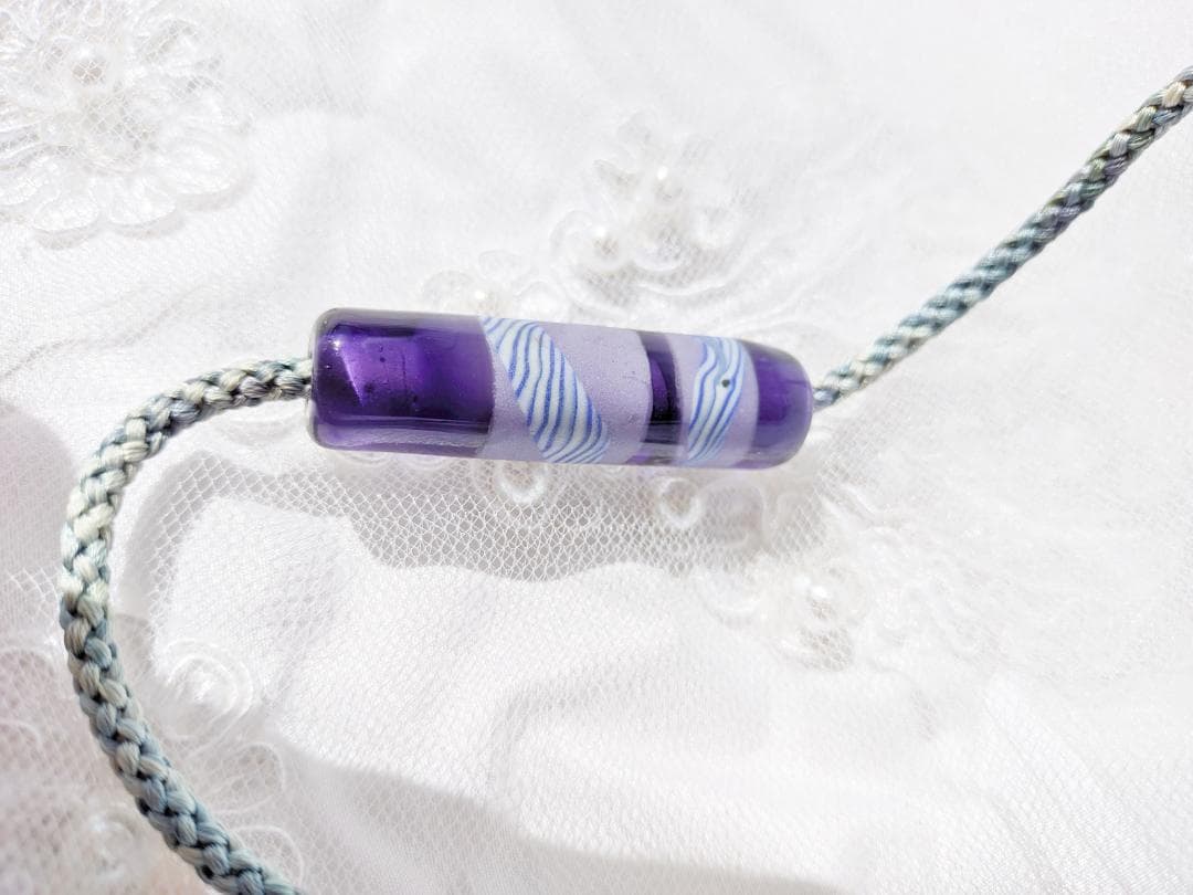 吉田正子トンボ玉（貳拾肆）　「江戸組み紐」ネックレス　ガラス玉に込めた日本画