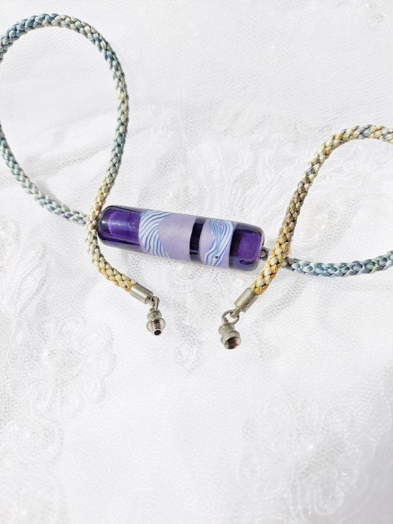 吉田正子トンボ玉（貳拾肆）　「江戸組み紐」ネックレス　ガラス玉に込めた日本画